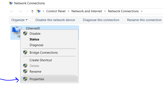 Ethernet adaptor properties